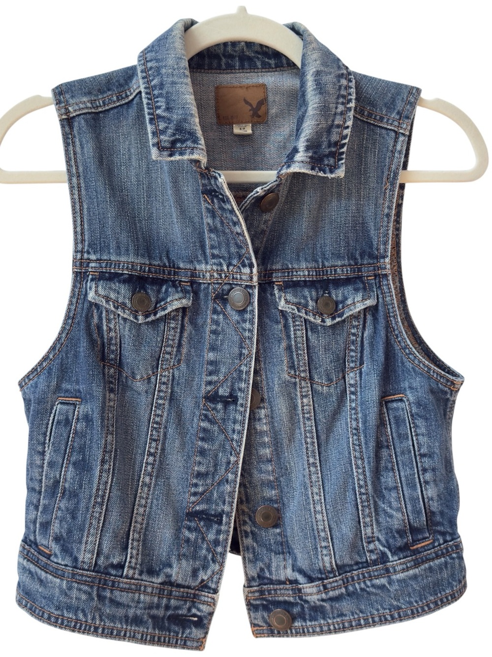 American Eagle 2013 Blue Denim 100% Cotton Trucker Vest. Small.